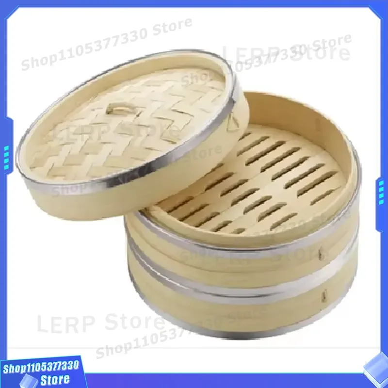 Eco Friendly Bamboo Dim Sum Steamer 2 Tier With Lid Oven Ready Natural Wood Dumpling Basket For Healthy Cooking Kitchen Tool