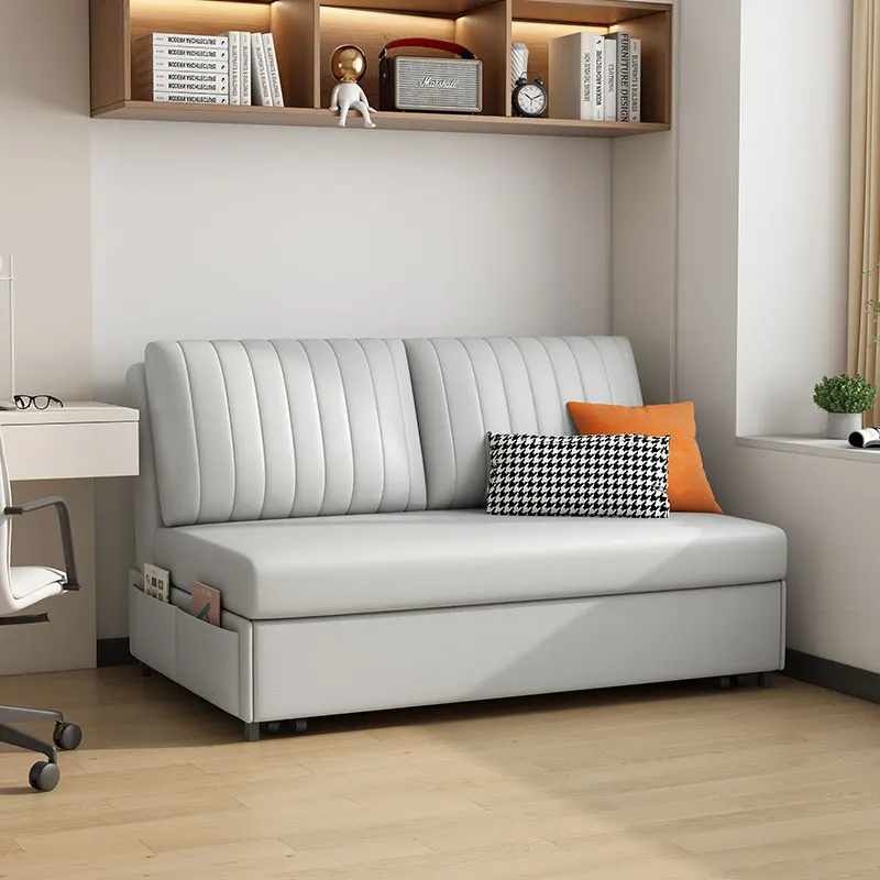 Мебель для отеля, 2-местный деревянный каркас, тканевая кожаная кровать для гостиной с складным диваном для хранения вещей