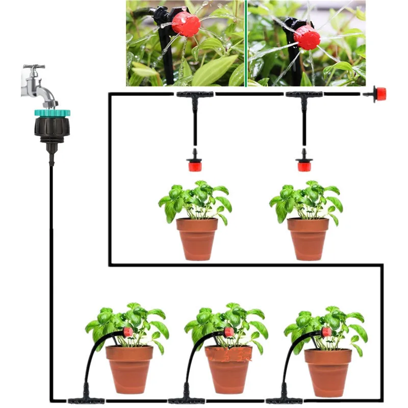 50M Garden Automatic Watering System Kit 4/7mm Micro Drip Irrigation Dropper DIY for Potted Plants Lawn Greenhouse