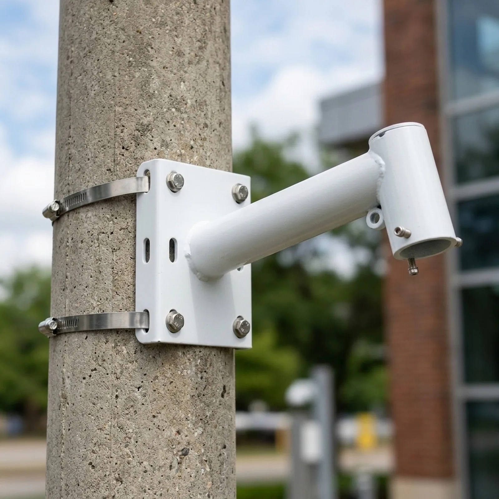 Building Exterior Camera Mount Bracket Camera Bracket White Secure Hoop Fixation Tight Hoop Structure For Cement Pillar