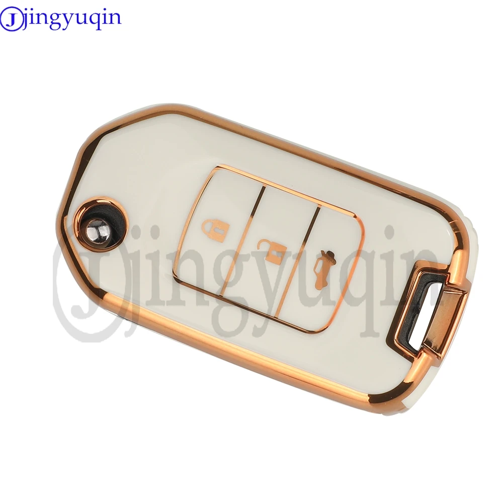 Jingyuqin Sarung Kunci Mobil TPU Baru 2/3 Tombol Untuk Honda Accord EX EXL Civic Crv Hrv Pilot Ridgeline Pocketor Shell Fob Holder