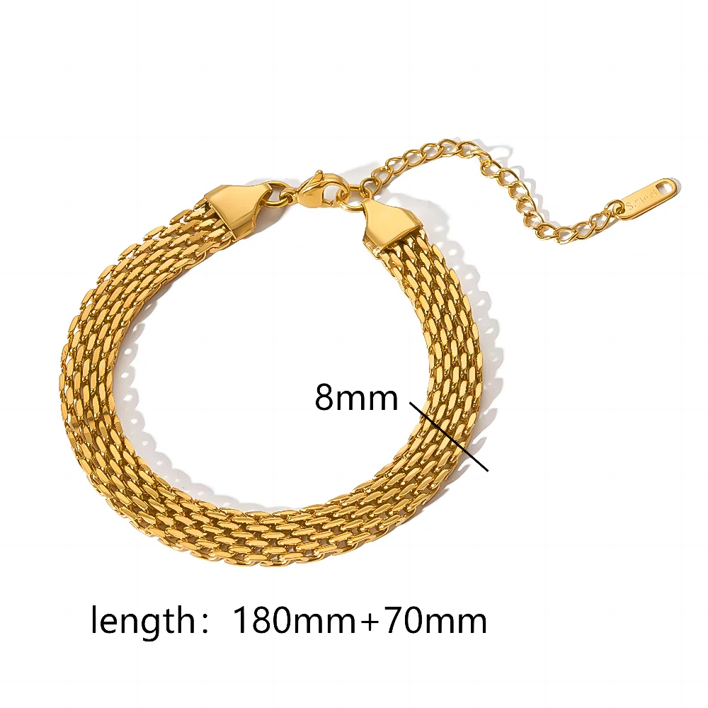 18K vergoldetes Edelstahl-Uhrenarmband für Damen, klobige Gliederkette, Punk-Figaro-Kettenarmband, Schmuckgeschenk – Detail 8