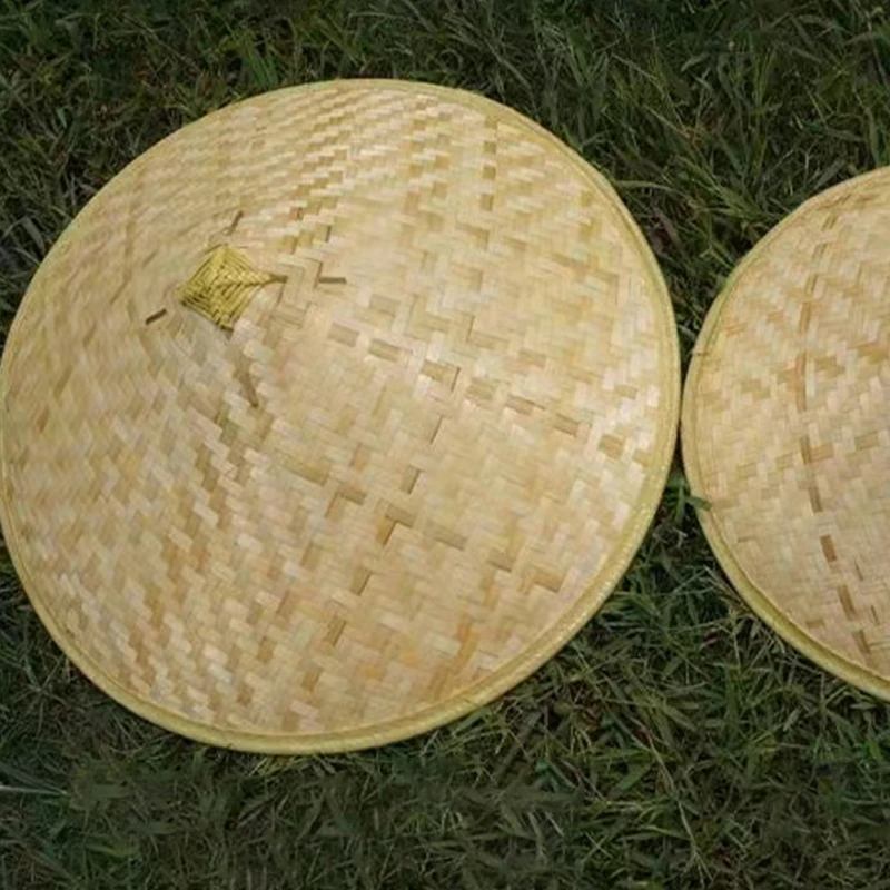 

Конусная шляпа Ретро Бамбуковая рыбацкая шляпа из ротанга Соломенная панама ручной работы Реквизит для танцев от дождя Конусная шляпа от солнца Пластиковая бамбуковая шляпа