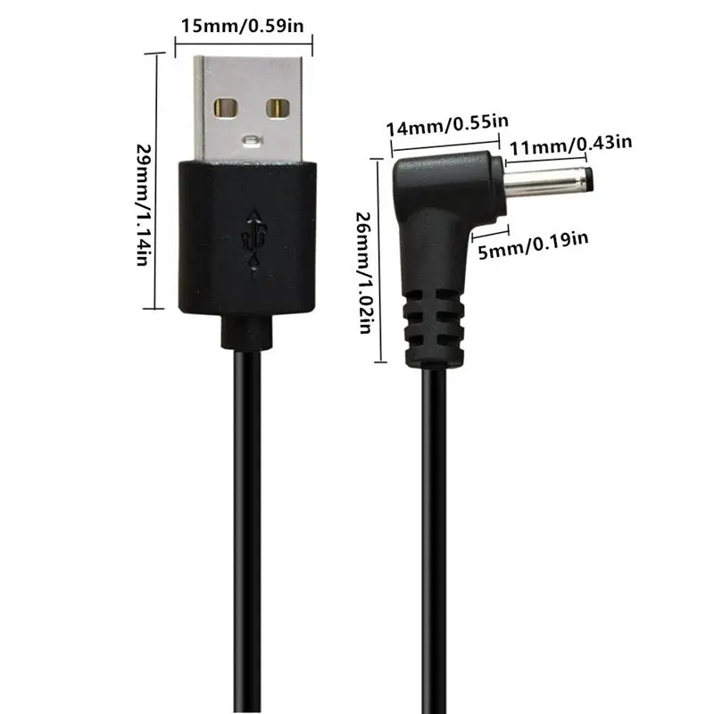 25cm DC35 * 135 Power Cord USB A Male to DC3.5 * 1.35mm Male Elbow Fan Desk Lamp Flashlight Charging Data Cable