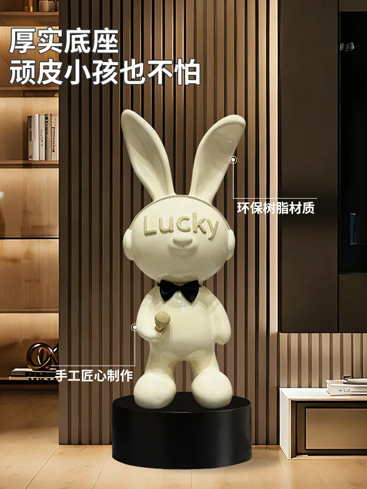 Modern Light Luxury Large Rabbit Piggy Bank Floor Ornament Soft Furnishing for Living Room TV Cabinet living room decoration