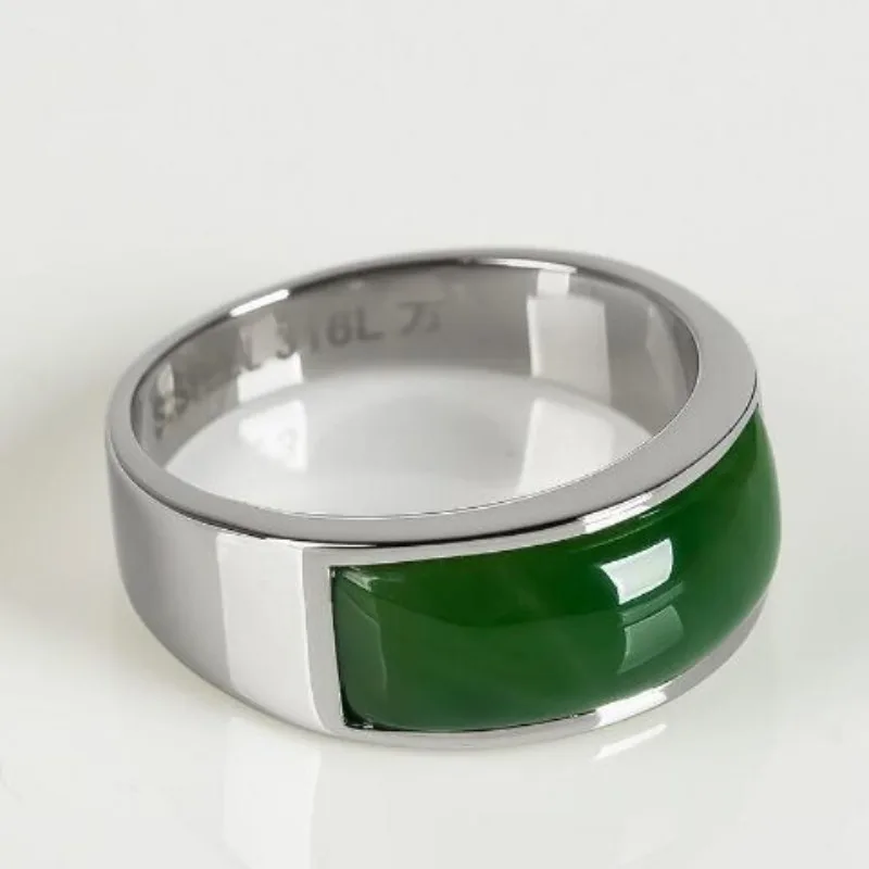 2026 Real Green Natural Hetian Jade Ring 925 Sterling Silver Ring Couple Rings Men Women Jewelry Lucky Stone Jade Finger Ring view 2