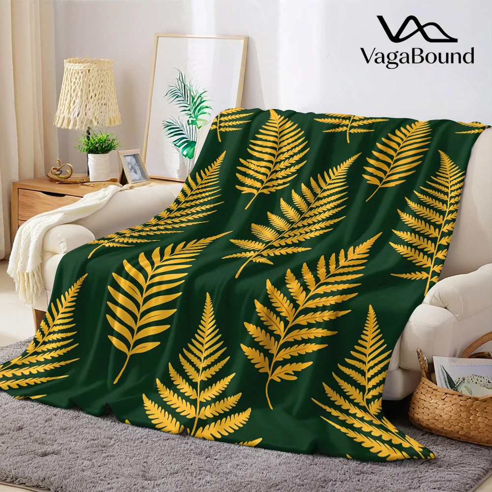 Lush Fern Leaves Flannel Blanket Warm Soft Halloween Christmas All-Season Couch Decorative Cozy Warm Gift