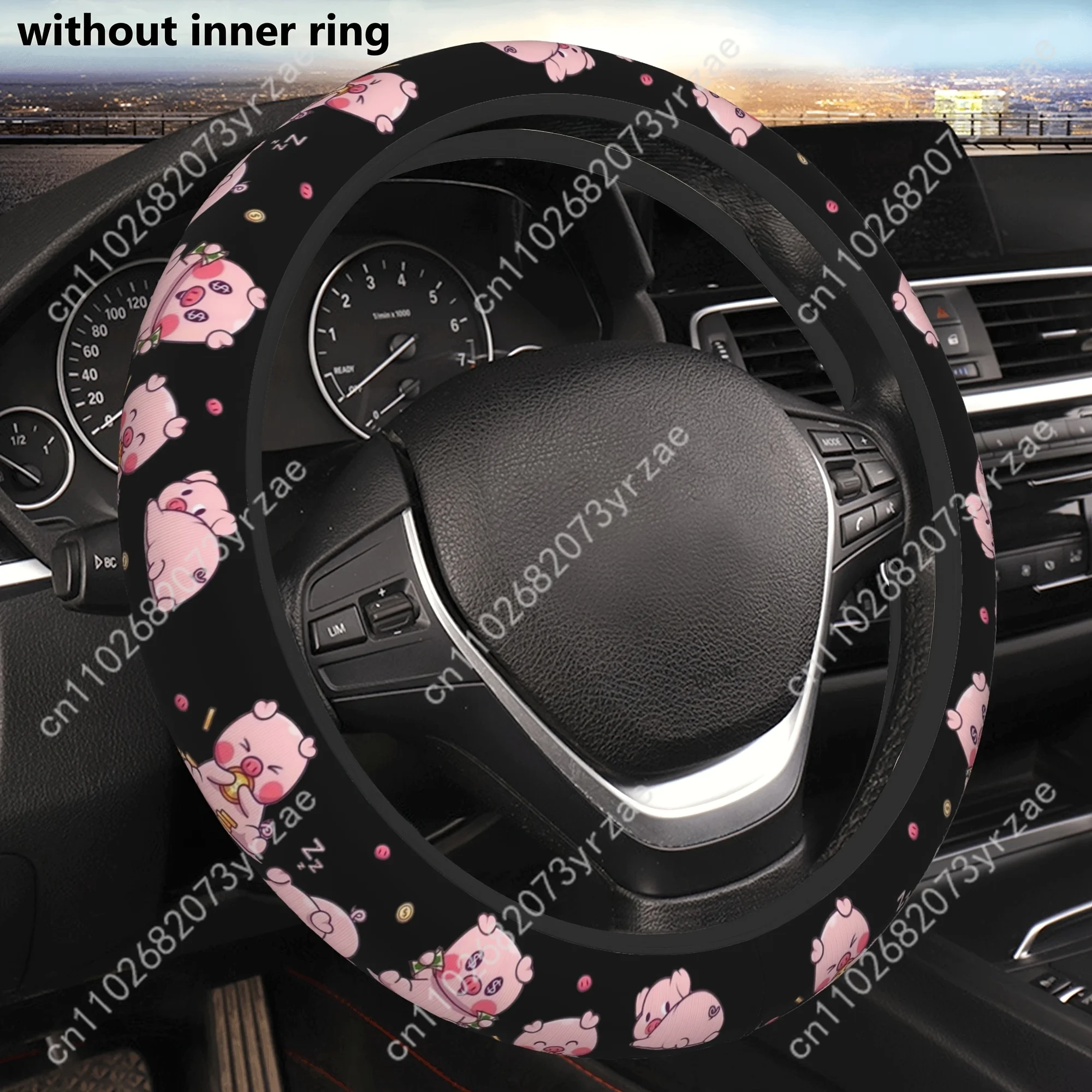 

Cute Little Pig Car Steering Wheels Cover Universal Type Environmental Friendly Comfort Non-slip Breathable Steering Wheel Wrap