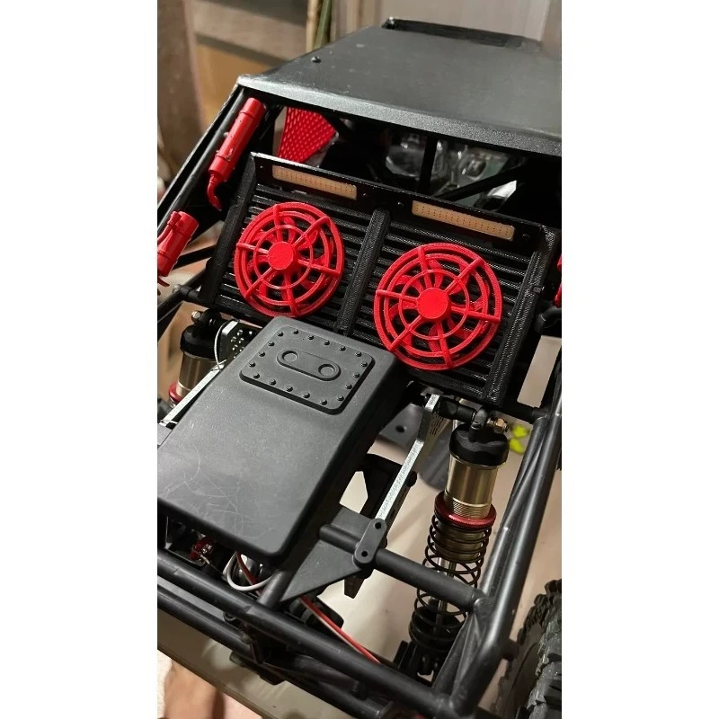 Scale Ornament For YK4061 1/6 RC Ultra Low CG Rock Crawler Simulated Radiator + Fan Scale Ornament Red TPU Black PETG Bolt-On