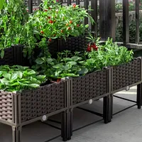 Plastic Raised Garden Bed with Legs Raised Planter Box Container with Drainage Holes Elevated Propagation Large Flower Pot Box ﻿