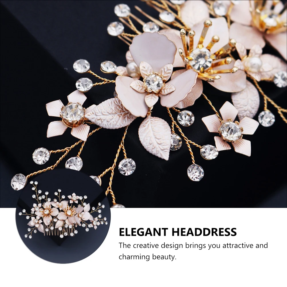 

Pearl Rhinestone Comb Beautiful Hair Accessory Dazzling Crystal Decoration Charm Elegant Bridal Wedding Headdress Alloy