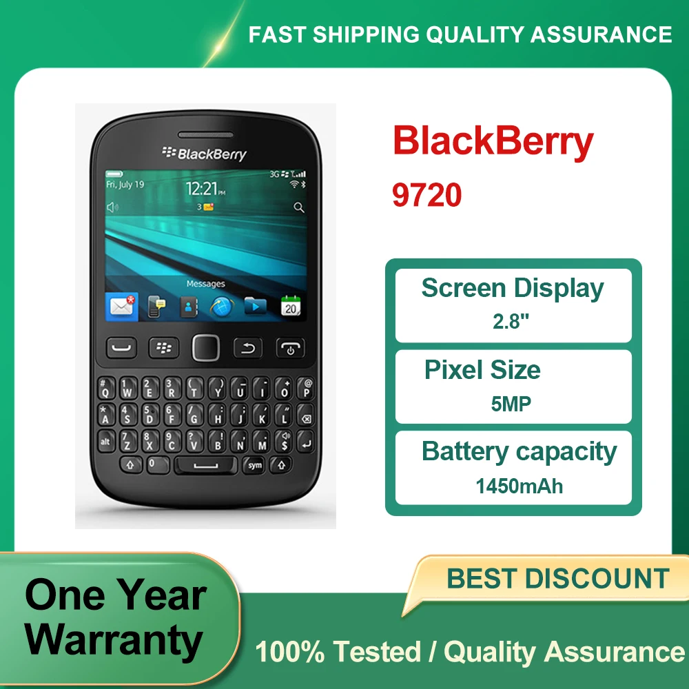 Blackberry 9720 2G/3G الهاتف المحمول الأصلي 2.8 ''5.0MP QWERTY WiFi بلوتوث الهاتف المحمول BlackBerryOS الهاتف الذكي