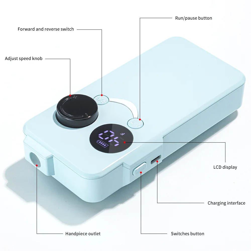 Nuovo lucidatore per unghie portatile alimentato a batteria 40000 giri/min macchina per smalto per unghie salone per unghie domestico strumenti per manicure professionali