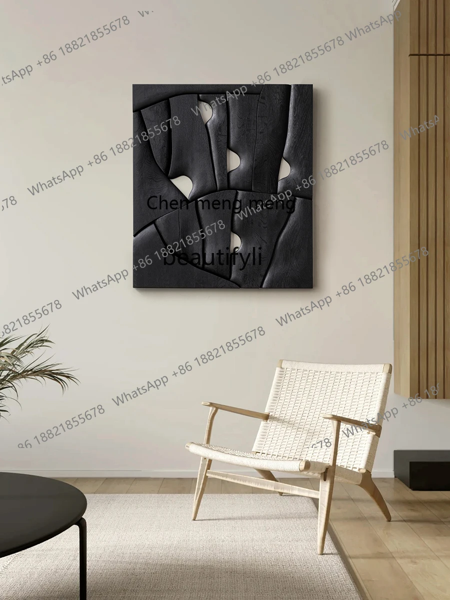 Carbonized Wood Carving Decorative Painting Model Room Hallway Abstract Art Painting Black Three-Dimensional Device Painting