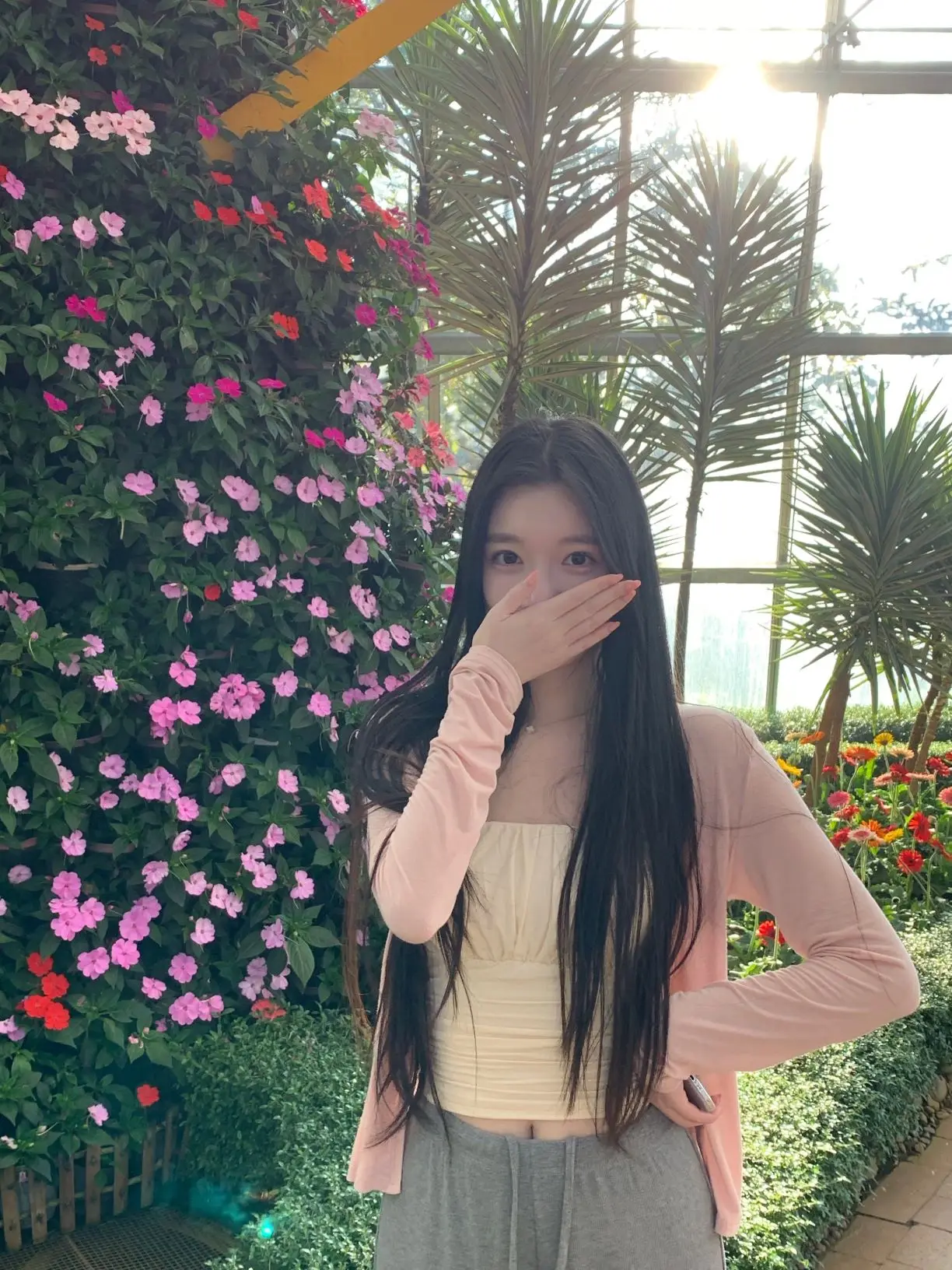

Sweet Style Two-Piece Set Vest Sun Protection Open Cardigan Top Women's Loose Fit Long Sleeve Short Length A-line Knittedwear