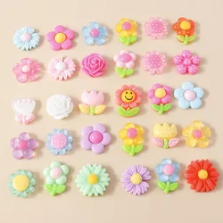 15pcs Mixed Resin 3D Colorful Spring Flower Flatback Cabochon Scrapbooking DIY Embellishments Women Headwear Decor Accessories