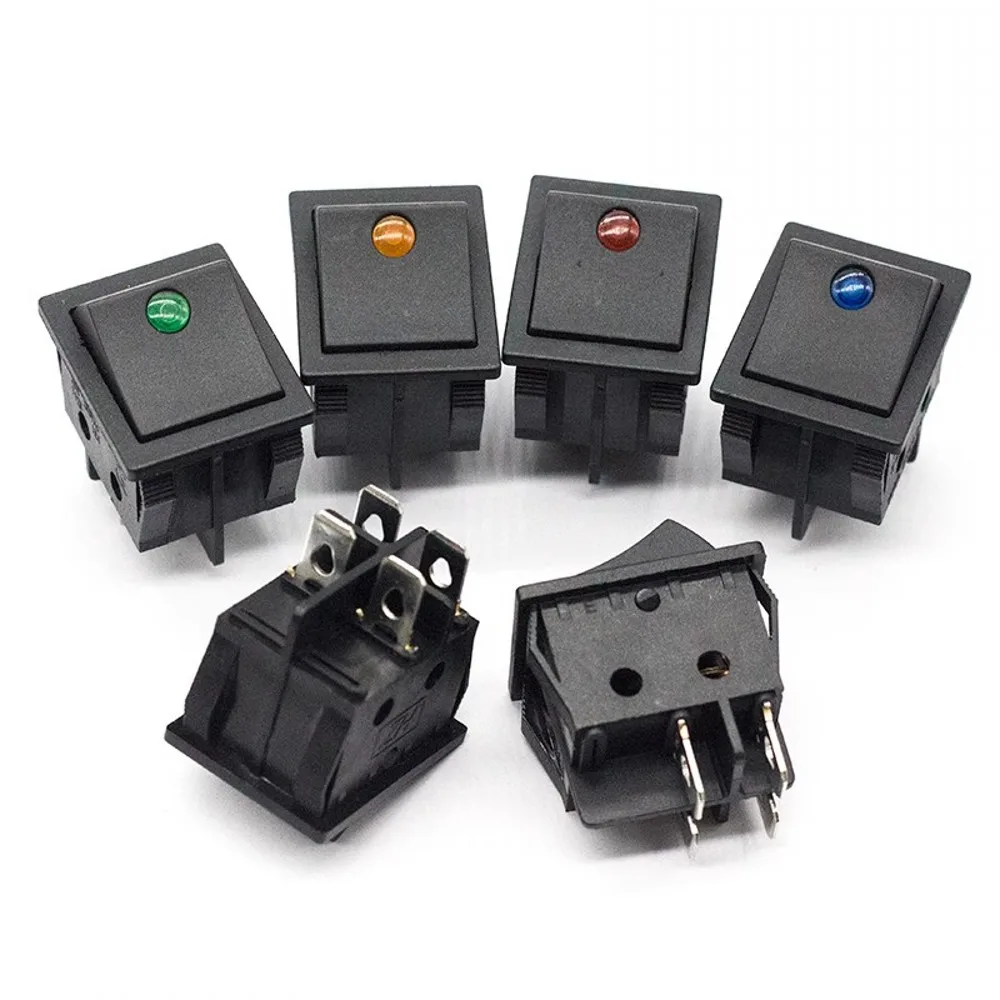 20pcs rocker switch KCD4 four-pin 2 position ON-OFF Mini with light cat-eye 220V LED rocker switch button AC16A 250V