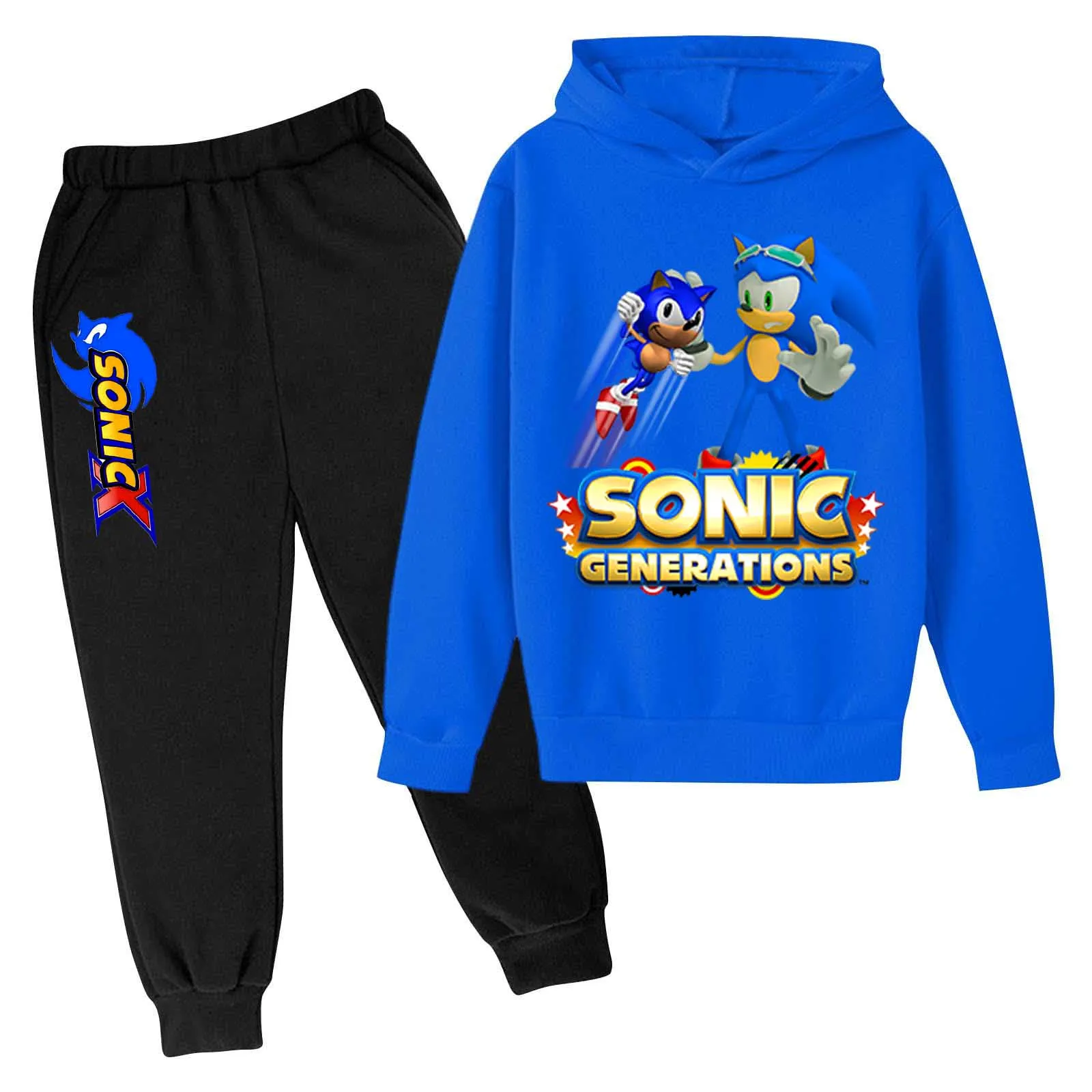 

Cute Manga Cartoons Children Hoodies set sonic Letter Fashion Pullover Sweatshirt Anime Girls Boy Kids Casual Clothes Tops