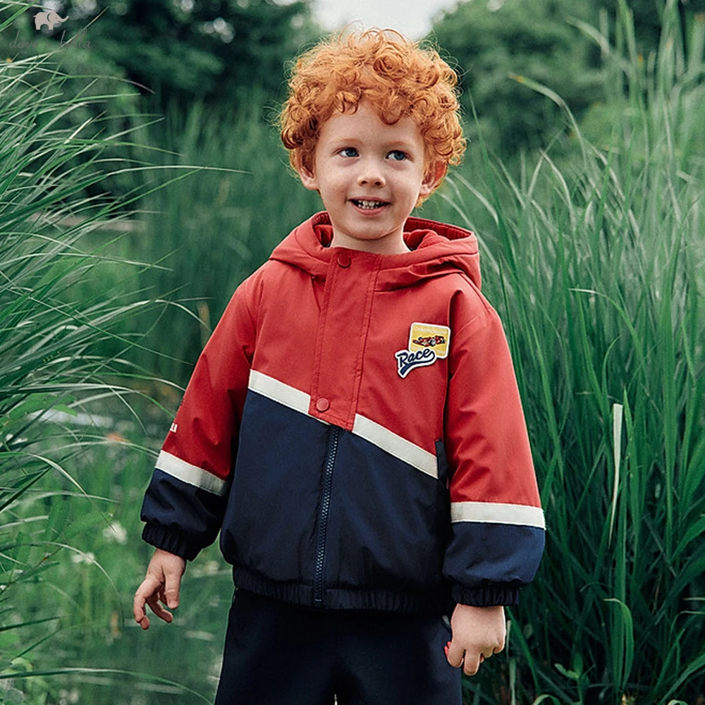Dave Bella Boys' Autumn Velvet Jacket Coat for Children Waterproof Outdoor Sports Hoodie Kids Outerwear Clothing Coat DB3263100