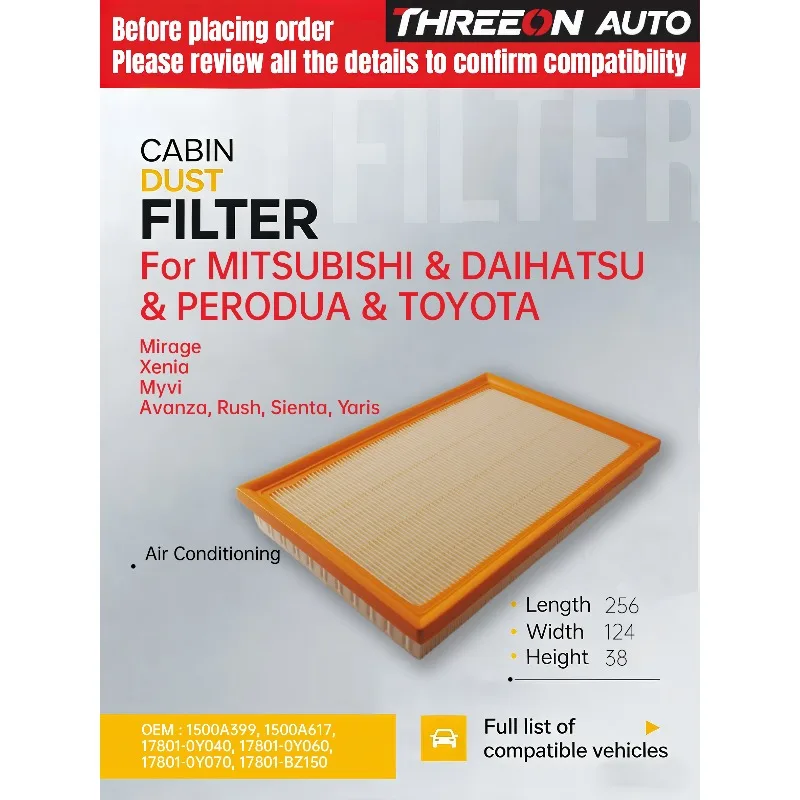 

For Mitsubishi Mirage 2014-2023, Mirage G4 2017-2023, L3 1.2L THREEON AUTO Air Filter TOA1582 178010Y040 178010Y050 178010Y070