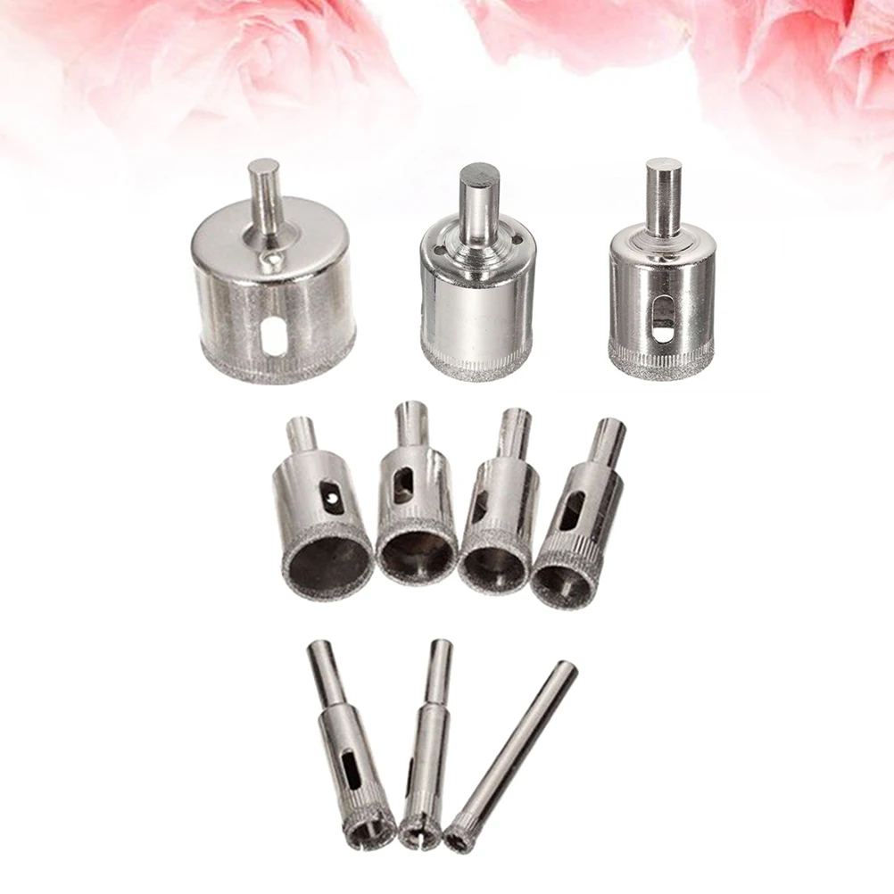 

Alloy Diamond Drill Bits Kit Hollow Core Hole 10 Sizes For Glass Ceramics Porcelain Granite Saw Tools