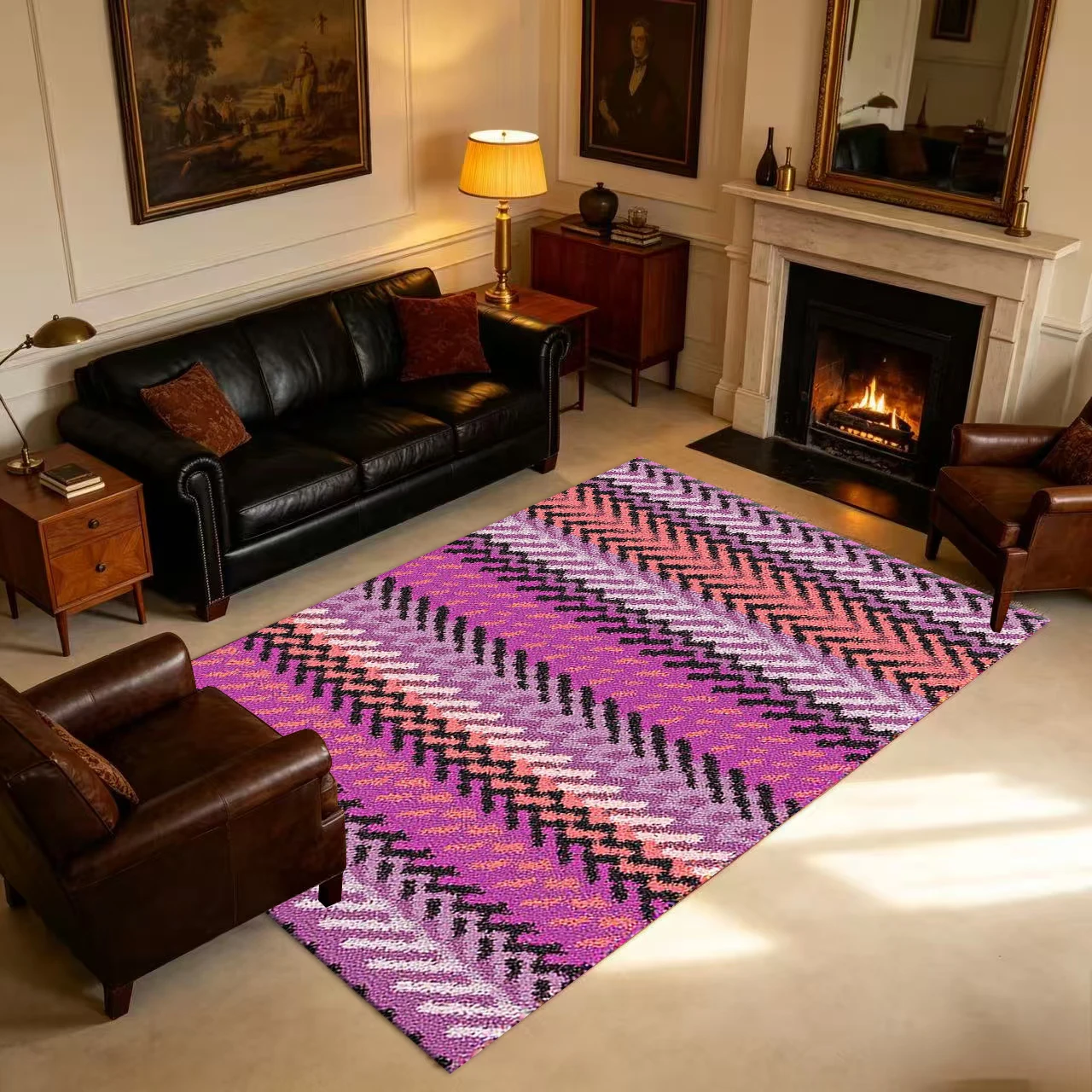 Bohemian Style Woven Pattern Carpet, Vintage Ethnic Style Carpet Suitable for Living Room, Bedroom, and Home Decoration