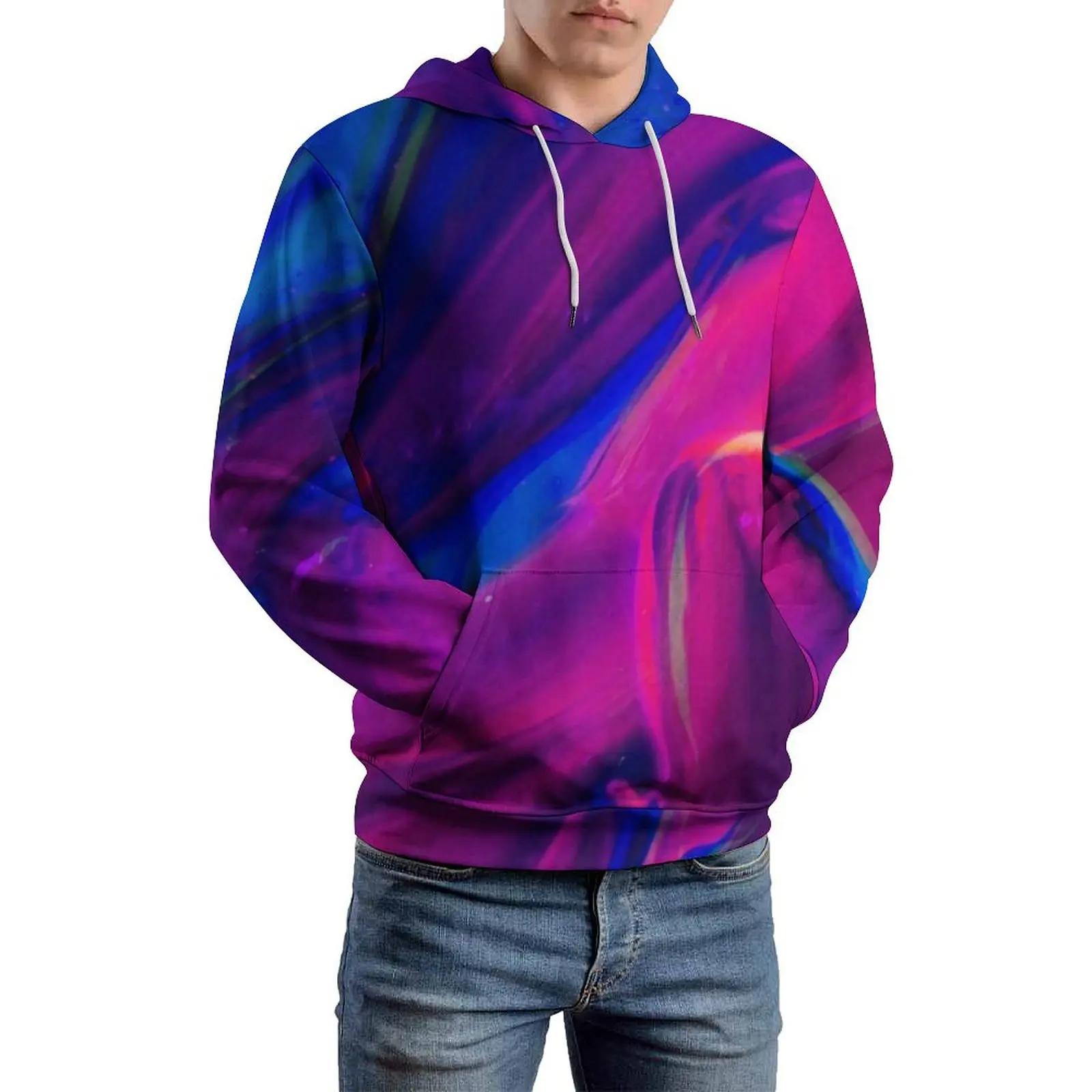 Abstract Neon Paint Casual Hoodies Male Splatter Art Print Harajuku Sweatshirts Winter Long Sleeve Streetwear Oversize Hoodie