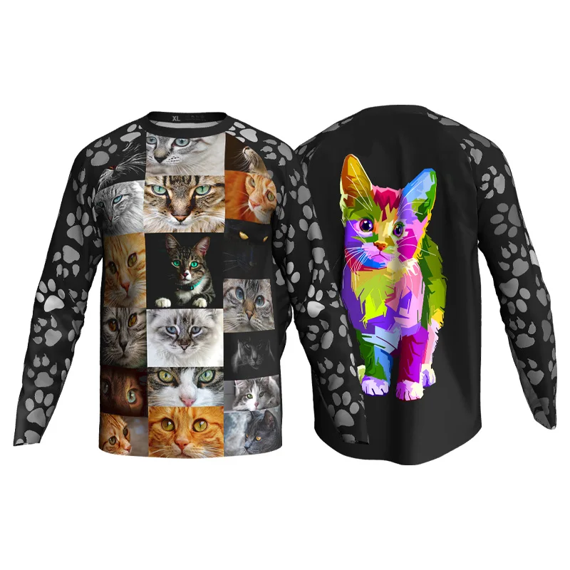 

Cycling Motocross Jacket, Long Sleeve Bike Top, Road Bicycle Cat Shirt, Trial Jersey Wear, Moisture Sweater, Cat Style Clothes