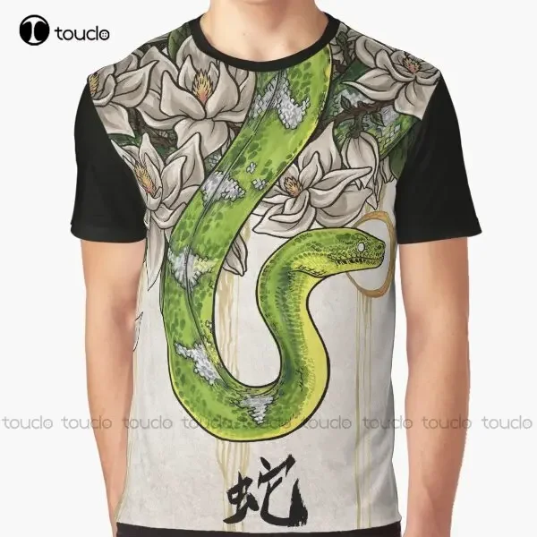 Snake Graphic Snake Snakes Reptiles Flowers T-Shirt Custom Aldult Teen Unisex Digital Printing Tee Shirts Custom Gift Xxs-5Xl