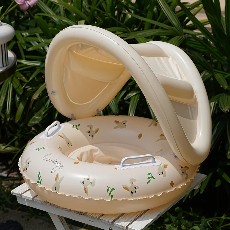 HTMCK 1PC Bear & Rabbit Canopy Arm Float - Thickened Inflatable Pool Float for Summer, Beach & Pool Parties