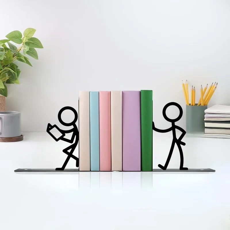 Metal Abstract Art Book Ends for Shelves, Non‑Slip Heavy‑Duty Book Supports, Home Bedroom Living Room Study Office Decor