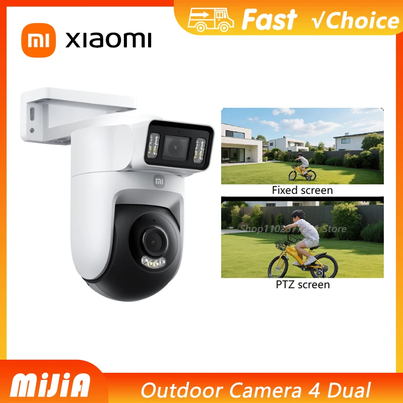 

Xiaomi mijia Outdoor Camera 4 Dual Lens 5MP 3K HD Dual View Monitoring Panoramic Closeup Tracking IP66 Weatherproof AntiTheft CN