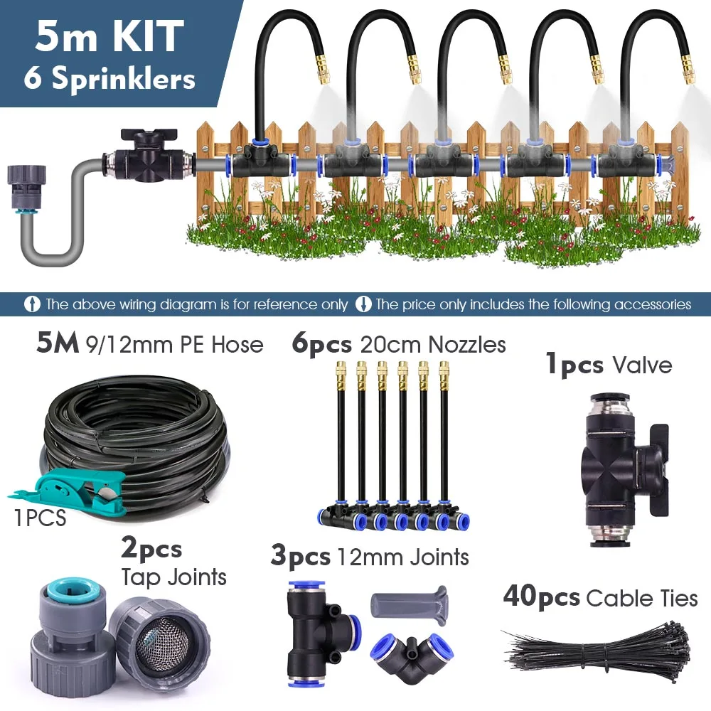 20-5M 3/8 "9/12Mm Vernevelingskoelsysteem 360 ° Vrij-Buig Messing Mondstuk Verstelbare Verstuiver Sproeier Tuin Irrigatie 80Mesh Filter