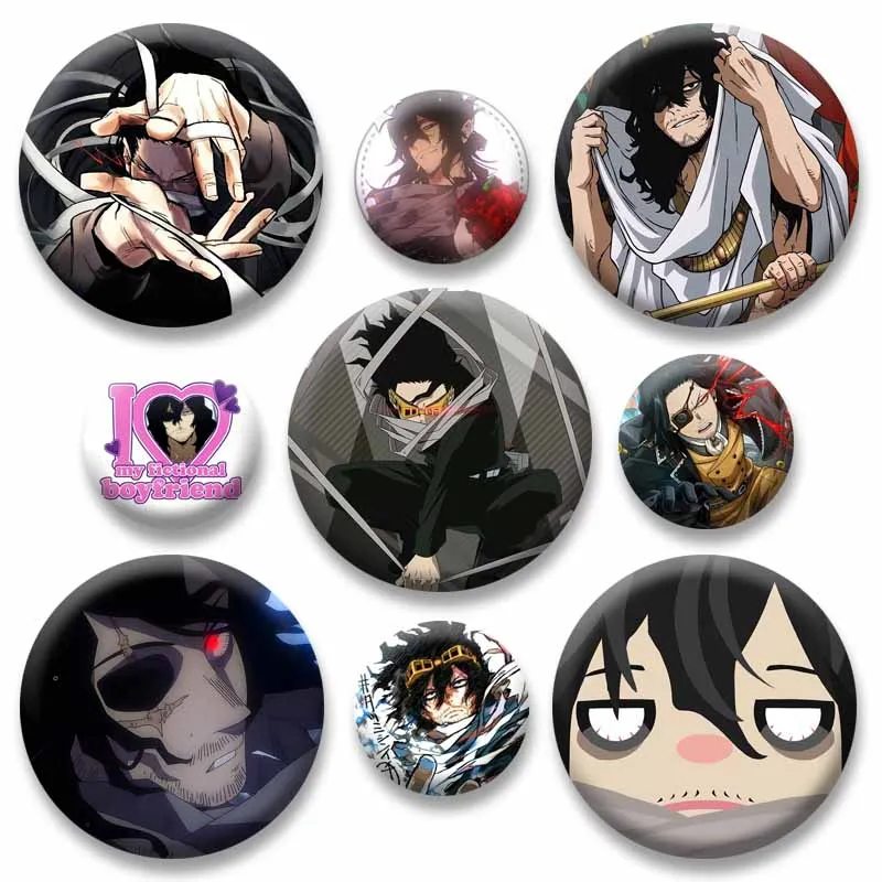 Shota Aizawa Soft Button Pins Creative Funny Snap-in Brooches Backpack Clothes Decoration Ornaments Cartoon Badge Jewelry Gifts