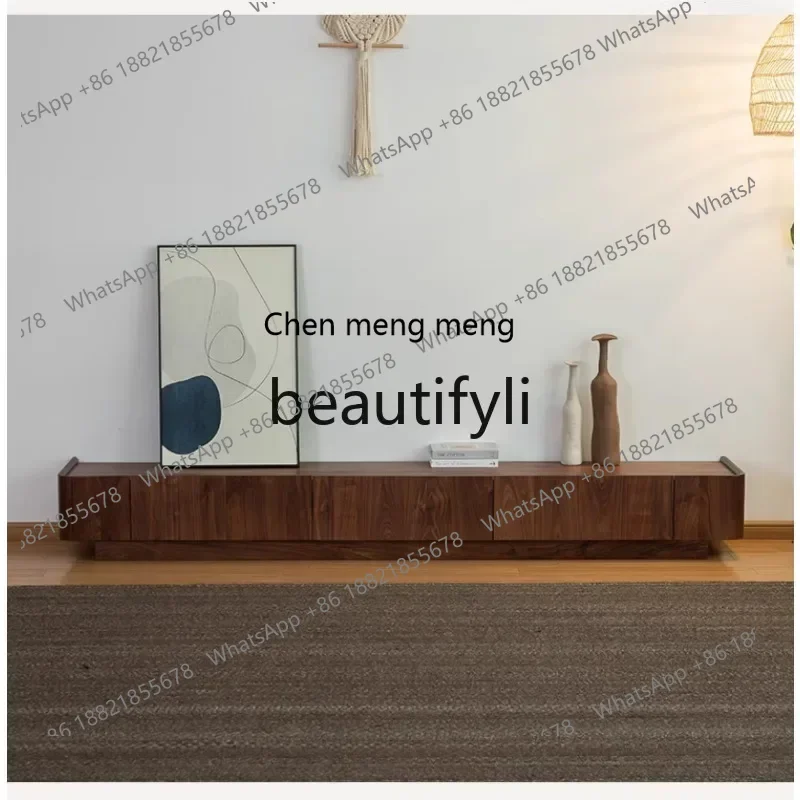 

32North American black walnut TV cabinet solid wood locker Nordic living room combination cabinet