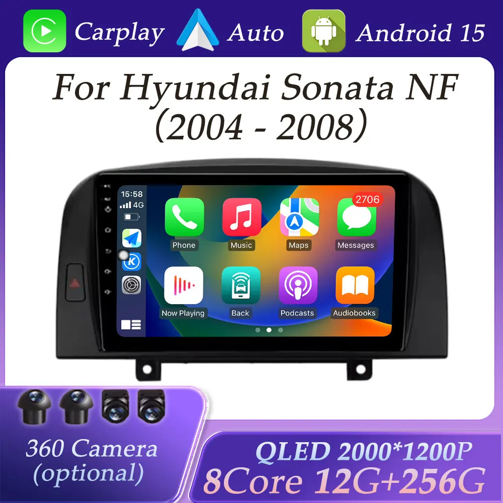 

DSP Stereo for Hyundai Sonata NF 2004 - 2008 Wireless Carplay Car Radio Video Audio Multimedia Player Bluetooth QLED Screen