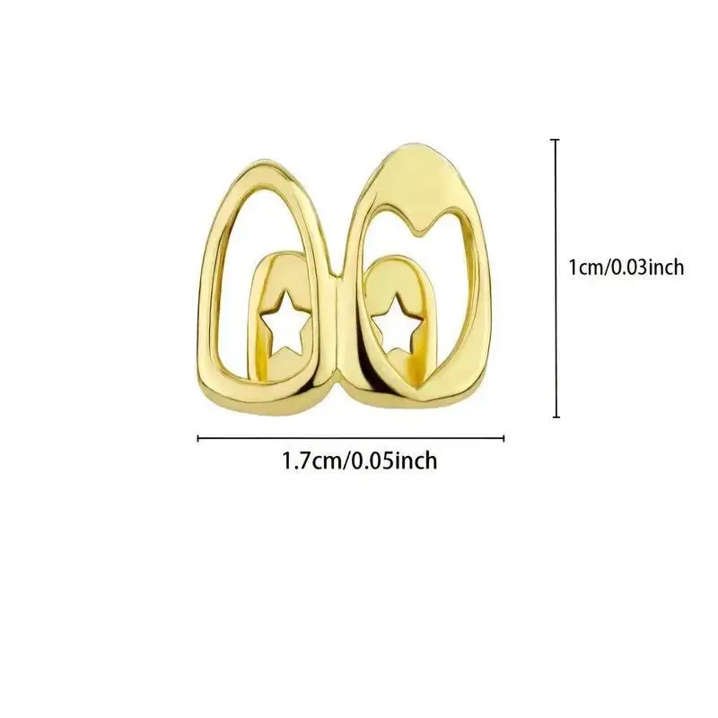 Hohle Herz-Stern-Zahnschmuck-Grillz, Doppelkappe, Strass-Zahnschmuck, Hip-Hop, glitzernde Zahnverzierung für Bühnenshows und Partys – Detail 7