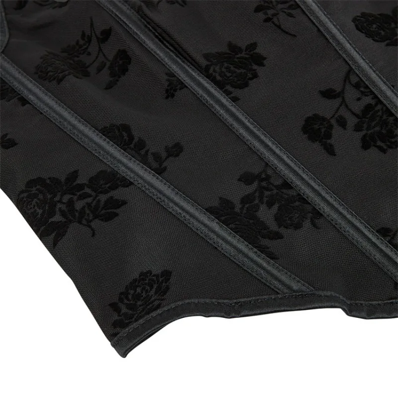 Women's Vintage Floral Overbust Corset Crop Tops Vest Strap Halter Lace Up Boned Bustiers Body Shaper Short Torso Sexy Kорсет - view 5