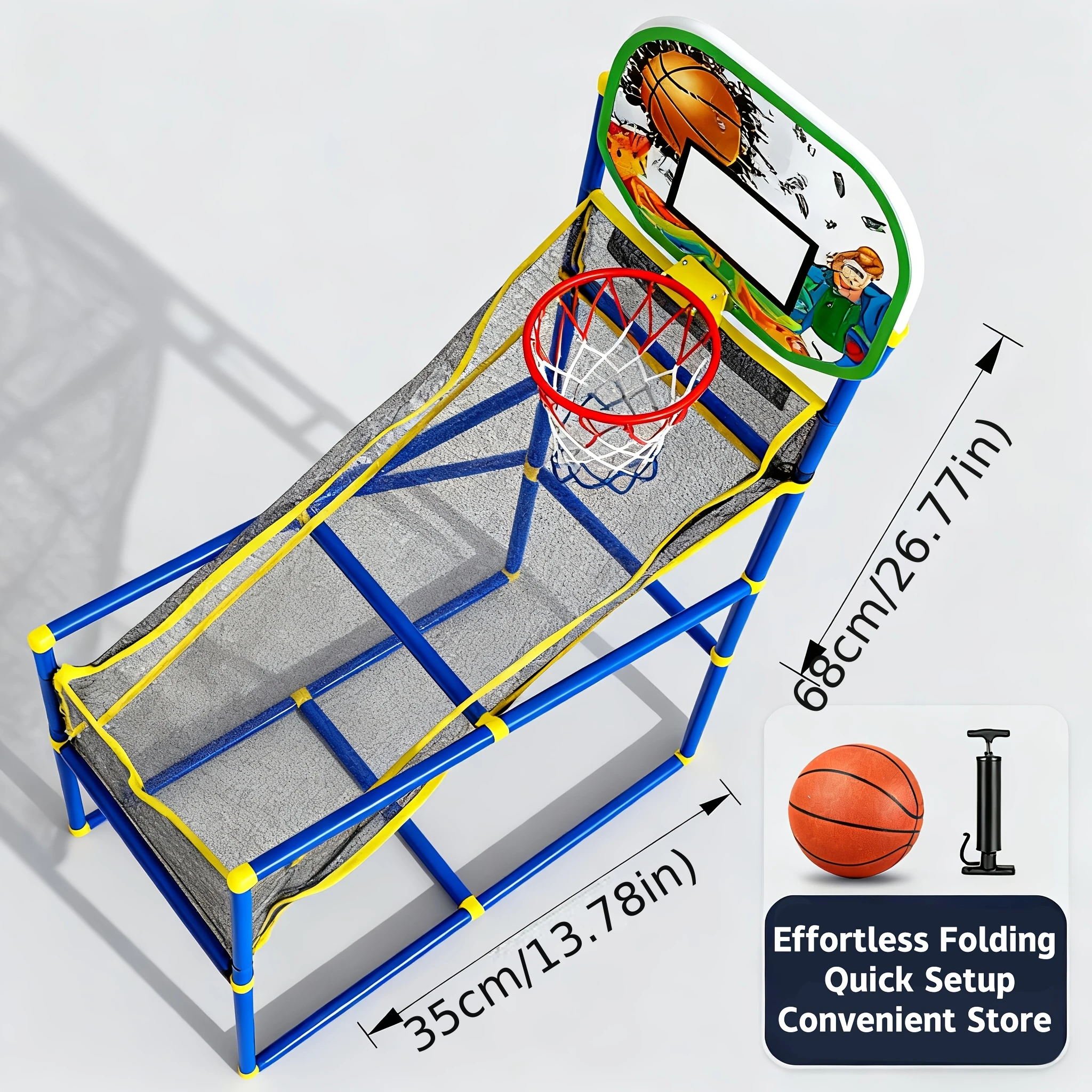 

Детский баскетбольный аркадный автомат для дома и улицы: прочное кольцо с мини-насосом, простая установка, увлекательная активная игра для мальчиков и девочек