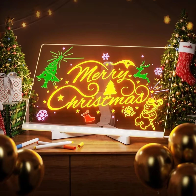Lámpara LED personalizada, tablero de notas de mensajes acrílico, tablero de dibujo borrable USB para niños, luz nocturna para dormitorio, regalo de cumpleaños para niños
