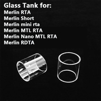 Straight Glass for Augvape Merlin RTA Merlin Mini RTA Short MTL Merlin Nano RDTA Glass Tank Replacement Mini  Tubes 5PCS