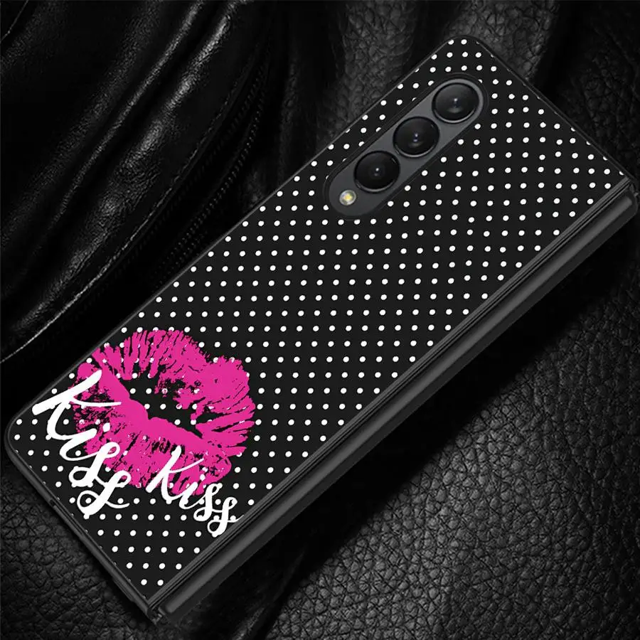Case for Samsung Galaxy Z Fold 8 Ultra ZFold4 ZFold5 ZFold3 ZFold6 ZFold7 Z Fold 7 6 5 4 3 Phone Shell Funda Polka Dot Red Lip