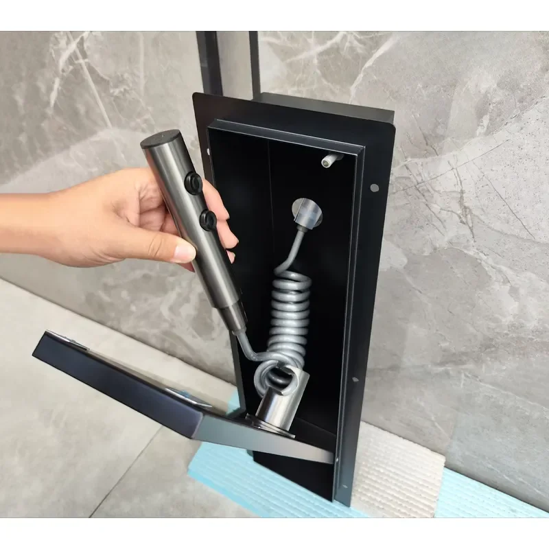 304 Stainless Steel Recessed Bathroom Wall Niche for Embedded Hidden Bidet Sprayer and Toilet Paper Holder In-Wall Storage