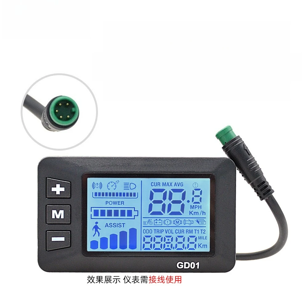 5 Pin Waterproof GD01 Speed Meter 24V-48V Lithium Electric Bicycle Replacement Accessories