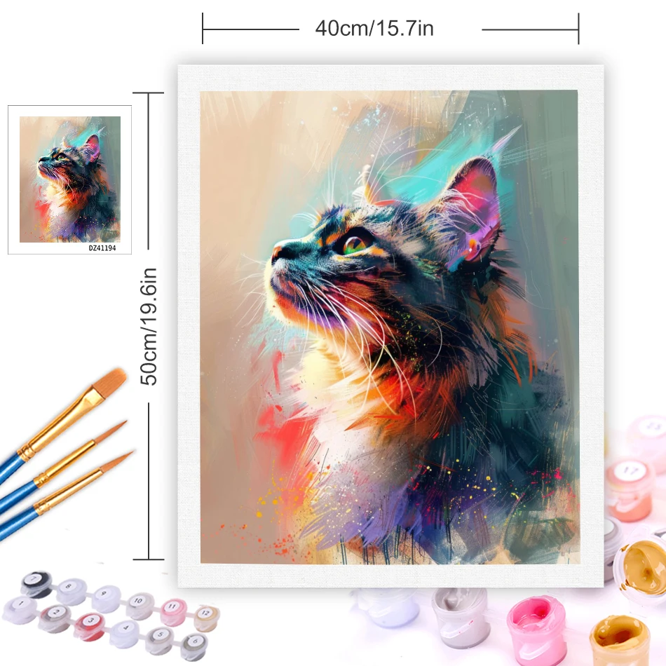 GATYZTORY Oil Painting Colorful Cat Diy Acrylic Paint By Numbers For Adults Frame On Canvas Diy Gift Wall Art Home Decoration