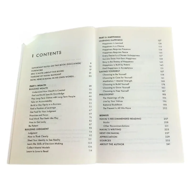 영어 책에서 부와 행복에 대한 안내