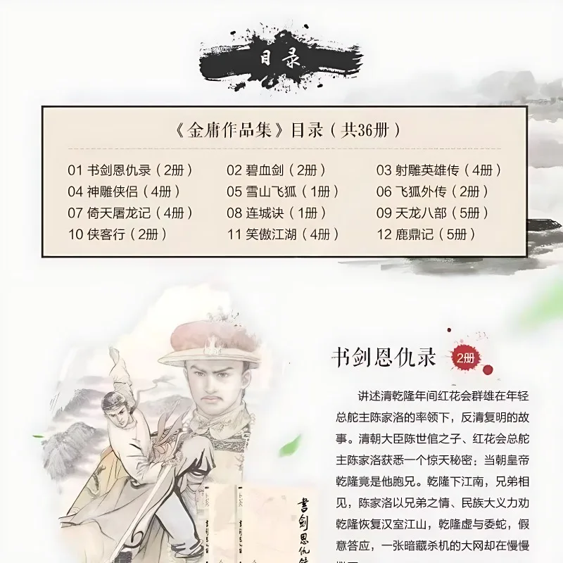 36Books Chinese Classic Martial Arts Novels Book The Legend of The Condor Heroes The Return of The Condor Heroes Author Jin Yong