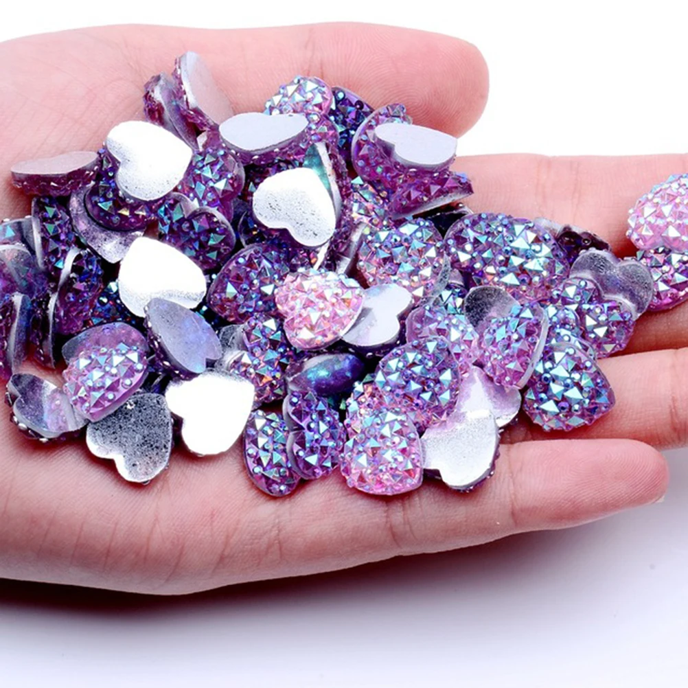 

40 Pcs Heart Shape Resin Rhinestones Flatback No Hole Crocodile Skin for Bags Garment Nail Art Shoes Scrapbooking Supplies DIY