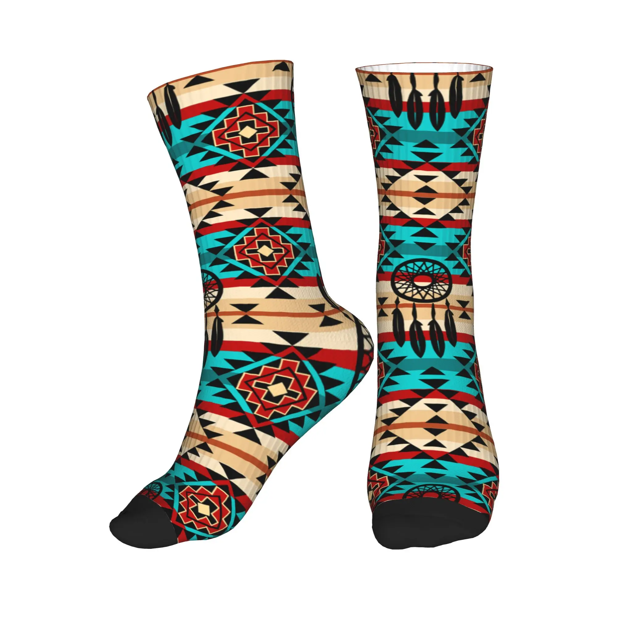 

Крутые этнические носки с геометрическим принтом в стиле ацтеков и индейцев Юго-Запада, женские и мужские теплые спортивные носки с 3D-принтом для футбола