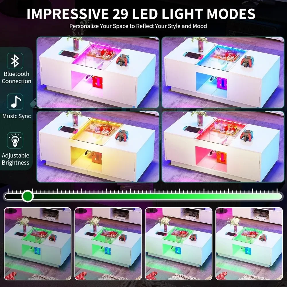 LED Couch tisch weiß Mittel tisch mit Lagerung Couch tische für Wohnzimmer möbel Dolce Gusto Mesa Seiten möbel